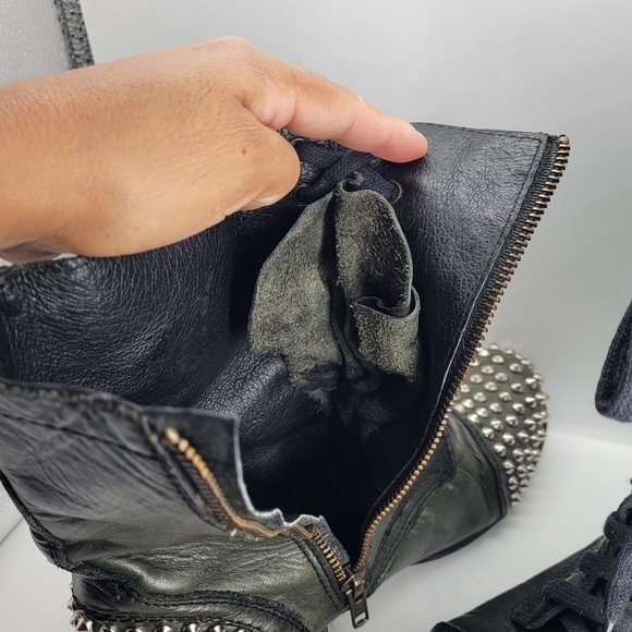 STEVE MADDEN Military Green Leather TARRNEY Motorcycle Grunge Biker Combat 8M - Picture 9 of 10